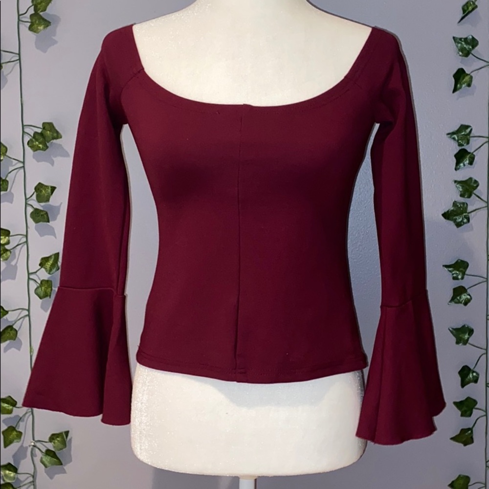 Women’s Nordstrom Maroon Off Shoulder Long Sleeve Blouse Small - Picture 16 of 16